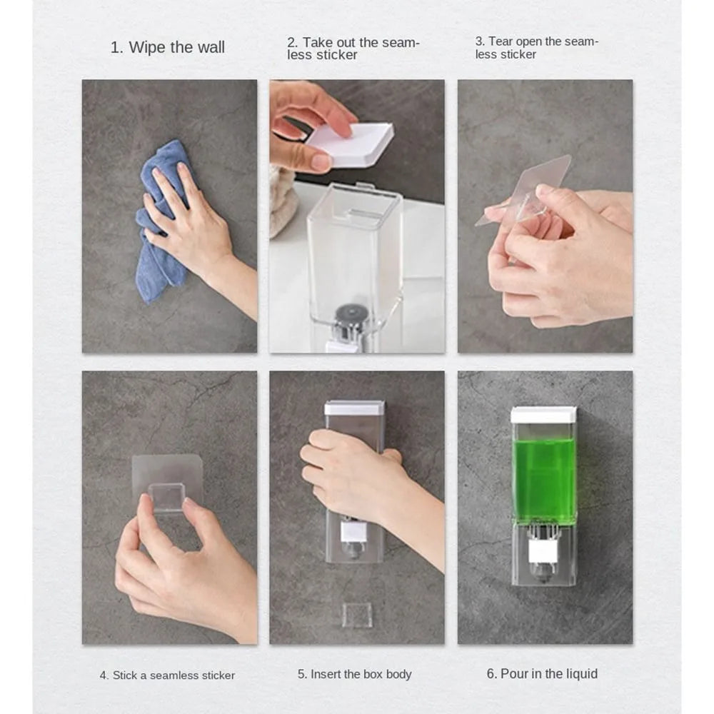 New ABS Plastic Soap Dispenser No Drilling Transparent Shampoo Gel Dispenser Liquid Soap Container Home Oasis Select