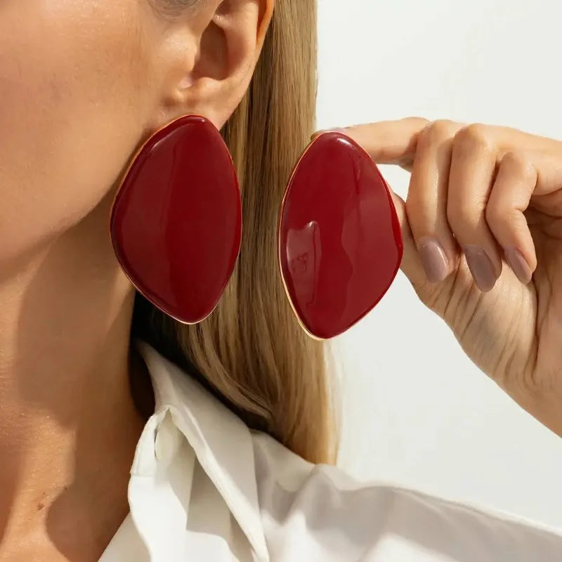 New Trendy Geometric Large Stud Earrings Women Vintage Drip Oil Irregular Triangle Earrings Party Jewelry Oasis Select