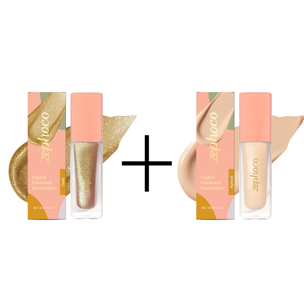 Diamond Shimmer Eyeshadow (Apricot) with Natural Pearl Fine Glitter for Everyday and Party Glam Eye Makeup Oasis Select 2-in-1