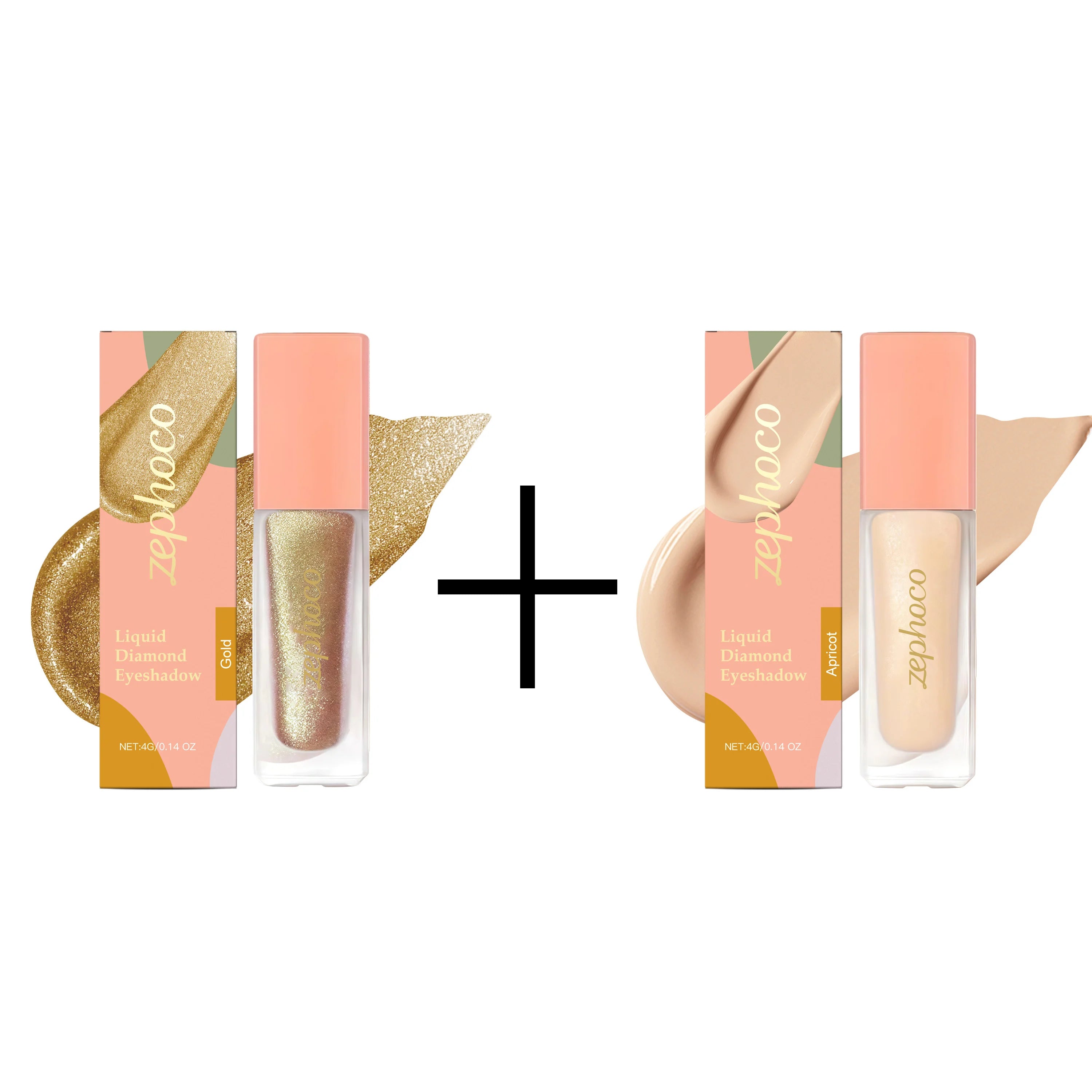 Diamond Shimmer Eyeshadow (Apricot) with Natural Pearl Fine Glitter for Everyday and Party Glam Eye Makeup Oasis Select 2-in-1
