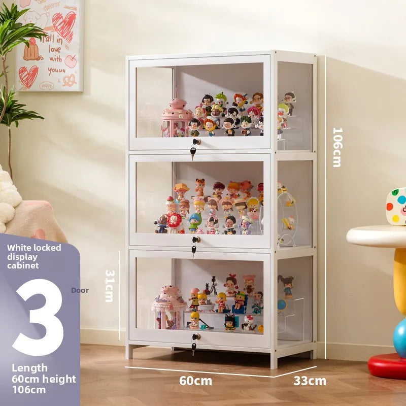 Figure Cabinet Transparent Lego Display Cabinet with Lock Household Blind Box Ornament Accessories Millet Storage Secondary Oasis Select Three doors 60 long