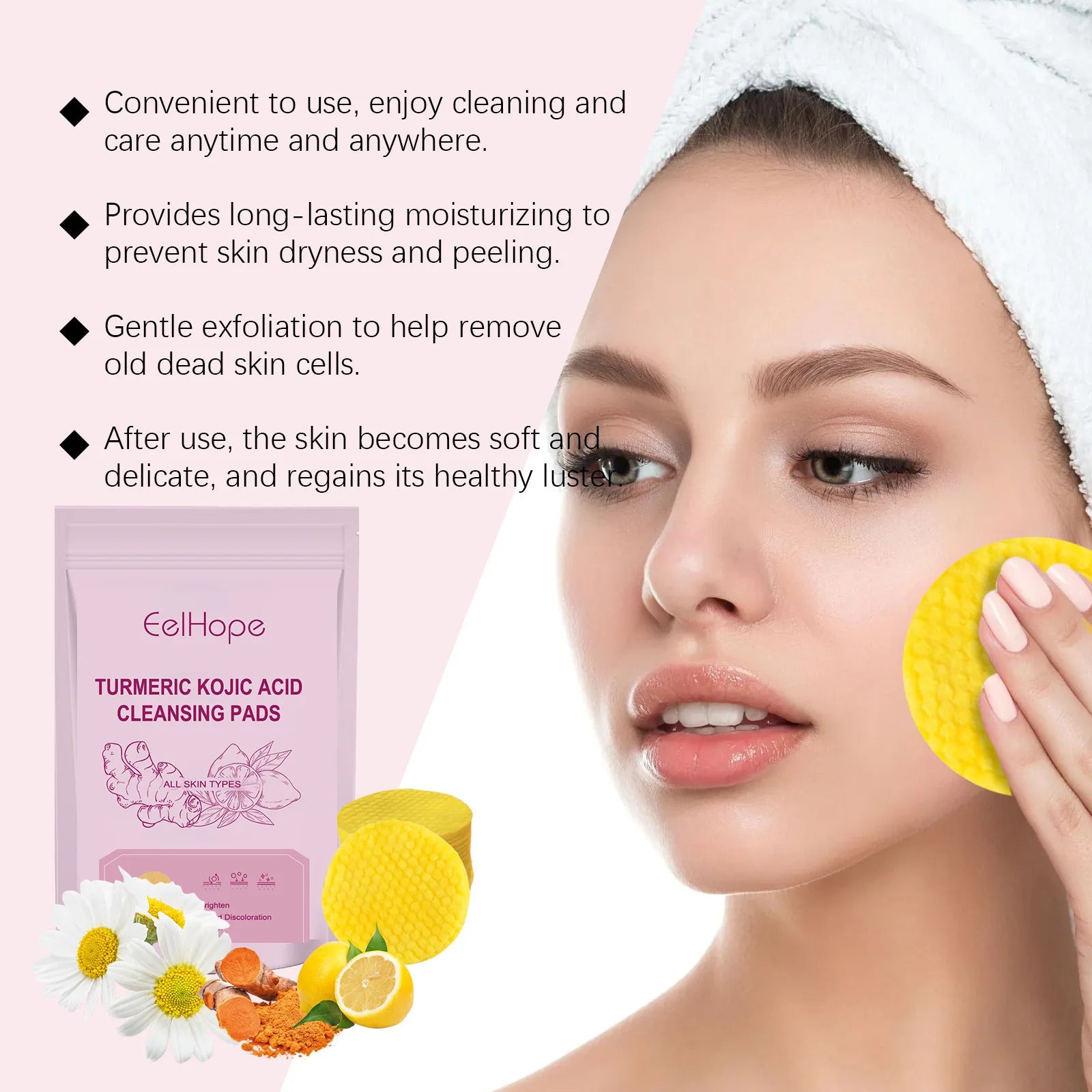 Turmeric Kojic Acid Cleansing Exfoliating Pads – Brighten Skin Exfoliating Cleansing Pads Oasis Select
