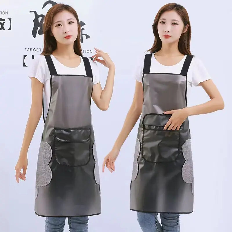 75CM PVC Kitchen Apron Waterproof Transparent Black Work Apron Dirt-Proof Oil Resistant Cleaning Aprons Household Cleaning Tools Oasis Select