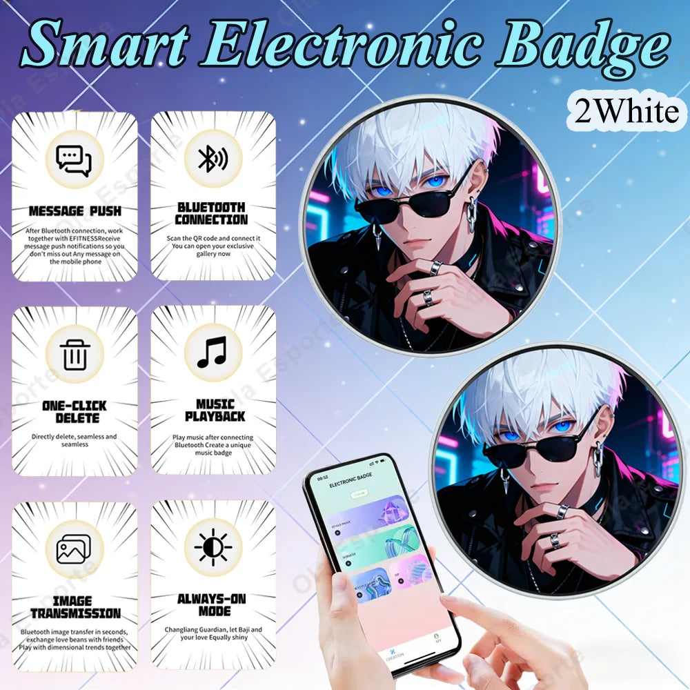 Anime Electronic Badge – Smart Screen Brooch for Fans & Events