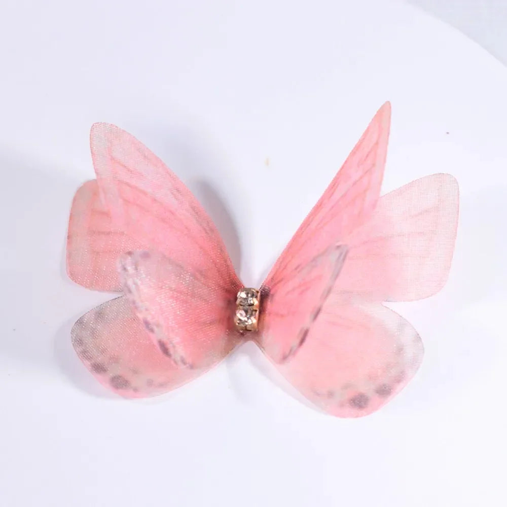 50Pcs 3D Organza Fabric Butterfly Appliques Double-layer Gradient Color Simulation Mesh Butterfly Patch Translucent Oasis Select 3-03
