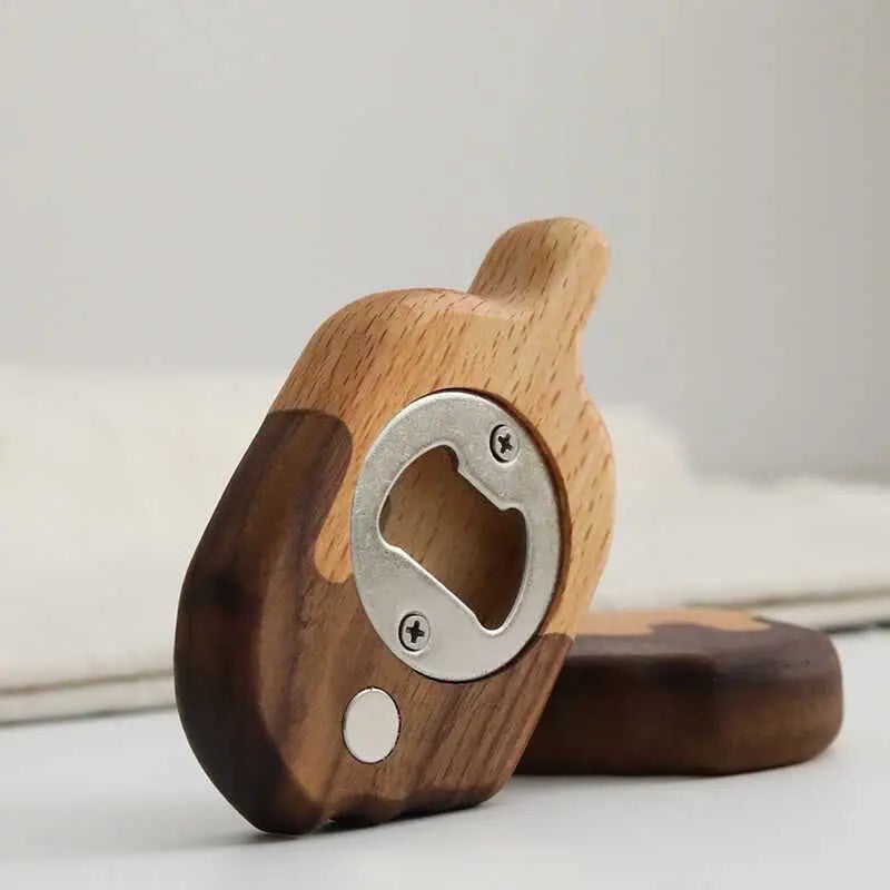 Creative Solid Wood Ice Cream Bottle Opener Decorative Item with Magnetic Fridge Magnets Oasis Select