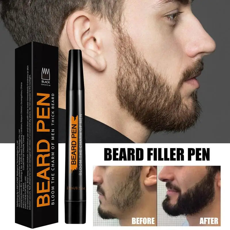 Beard Pen Beard Filler Pencil Men Black Brown 4-Tip Beard Pen Detailing Filler Moustache & Eyebrows Barber Pencil Beard Marker Oasis Select