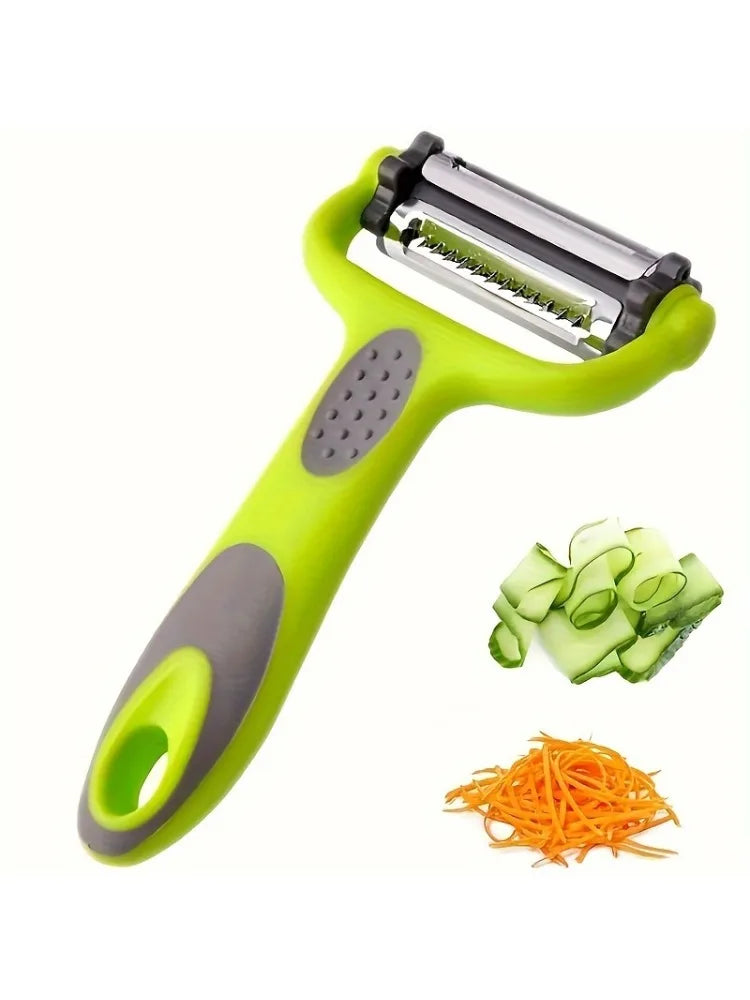 3-in-1 Multifunctional Fruit Vegetable Peeler Grater, Stainless Steel Potato Peeler, Portable Kitchen Vegetable Cutter Tool Oasis Select green