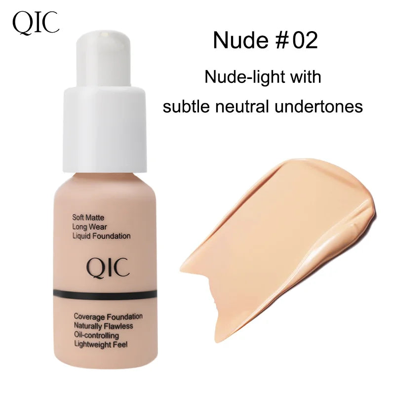 QIC Matte Liquid Foundation & Concealer | 5 Shades, 30ml