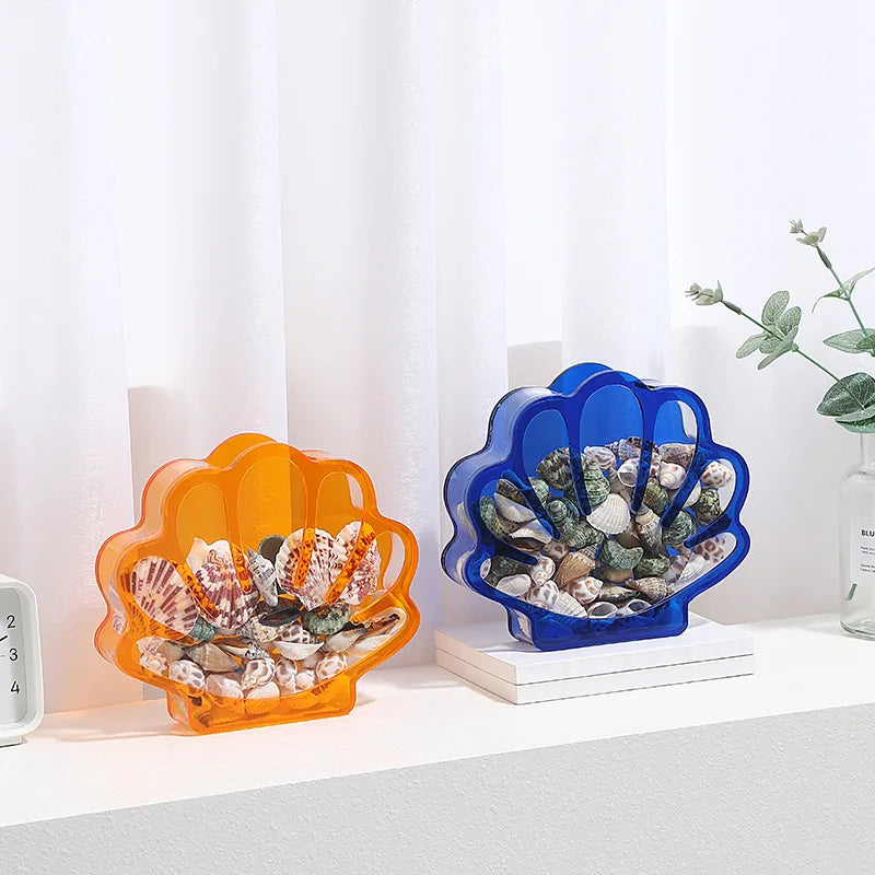 Coin Jar Creative Seashell Storage Box Desktop Organizer Colorful Clear Acrylic Box For Desktop Collection Display Gift Oasis Select