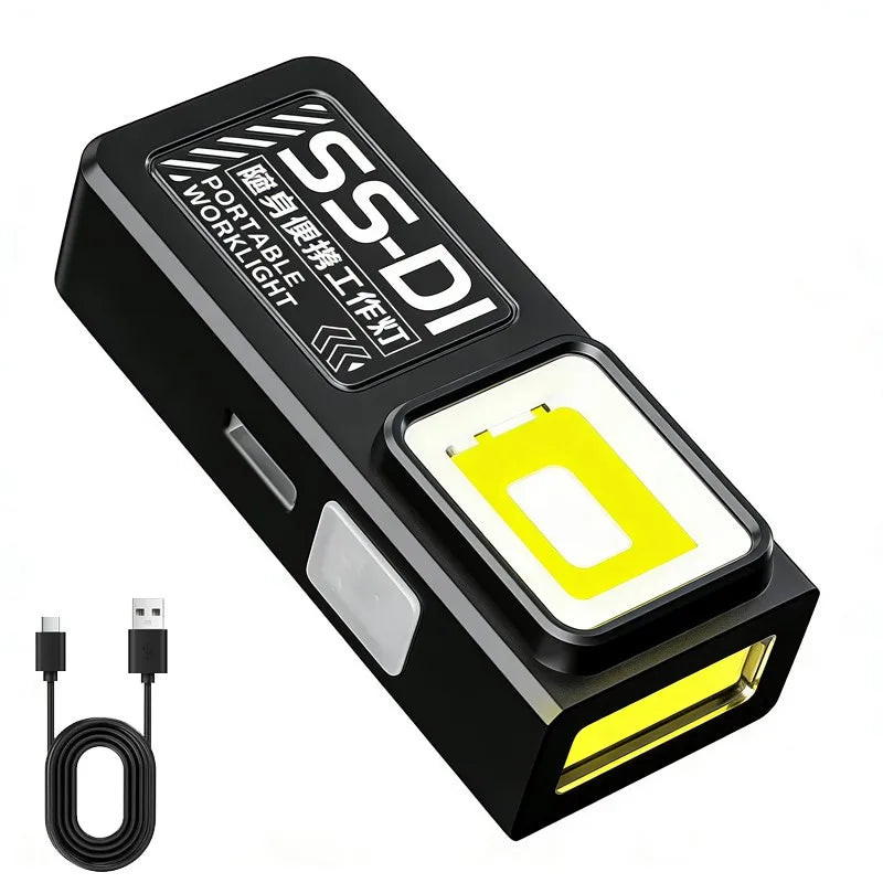 Mini COB LED Flashlight USB-C Rechargeable Magnetic Clip EDC
