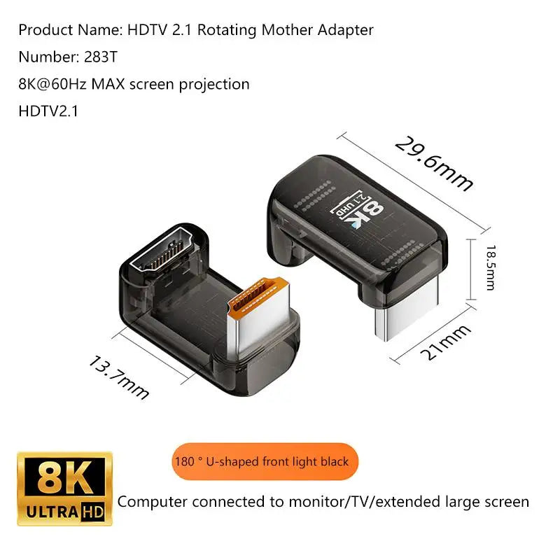 HDMI 2 1 Male Female Adapter 8K 60Hz Connector Up Down Angle 90 270
