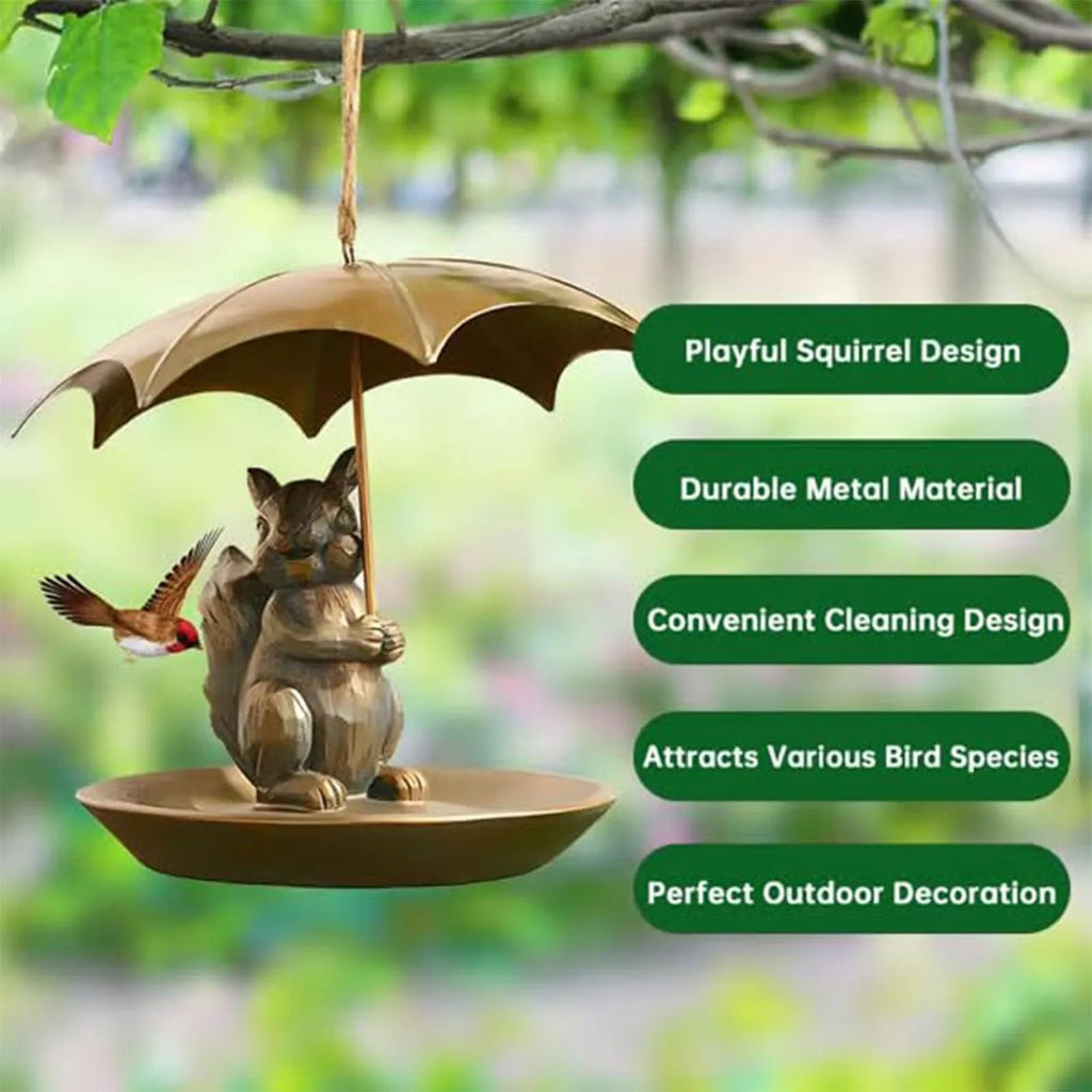 Metal Bird Feeder with Umbrella – Squirrel Cat Dog Garden Decor Garden Bird Feeder Oasis Select