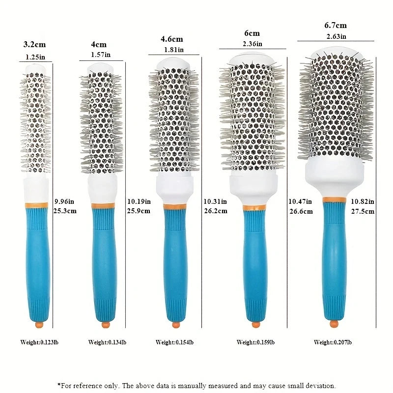 Professional Salon Hair Brush & Comb Set - Round Curly Hair Styling Tool with Rollers, Blue Oasis Select