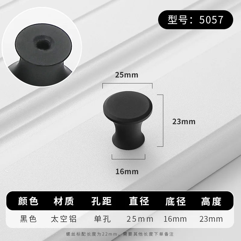 Aluminium Alloy Black Cabinet Knobs Kitchen Cabinet Handles Drawer Pulls Furniture Handle Hardware Oasis Select blac5057-single hole