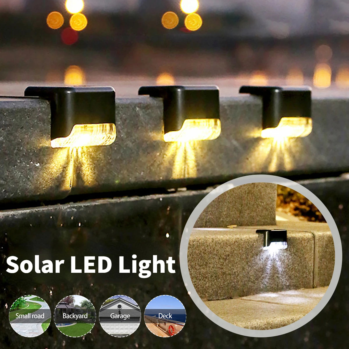 Solar LED Lights Outdoor Solar Lights IP65 Waterproof Garden Light Solar Step Lamps Deck Lights Fence Courtyard Garden Decor Oasis Select