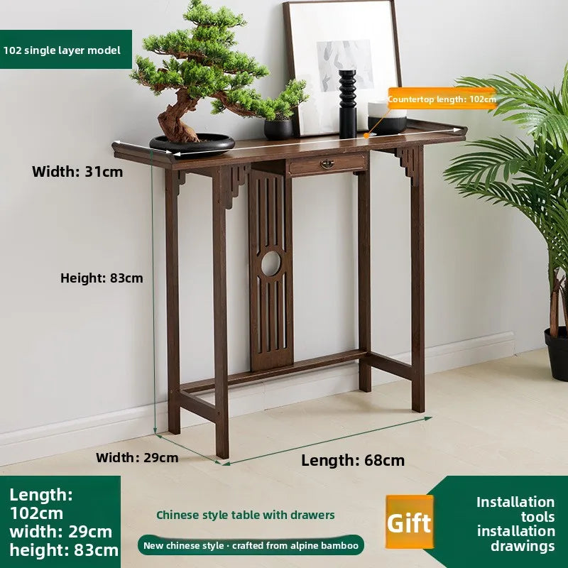 New Chinese-style entrance table Zen entrance hall entrance table, living room strip case entry hotel end view table long table Oasis Select 100 long with draw 1