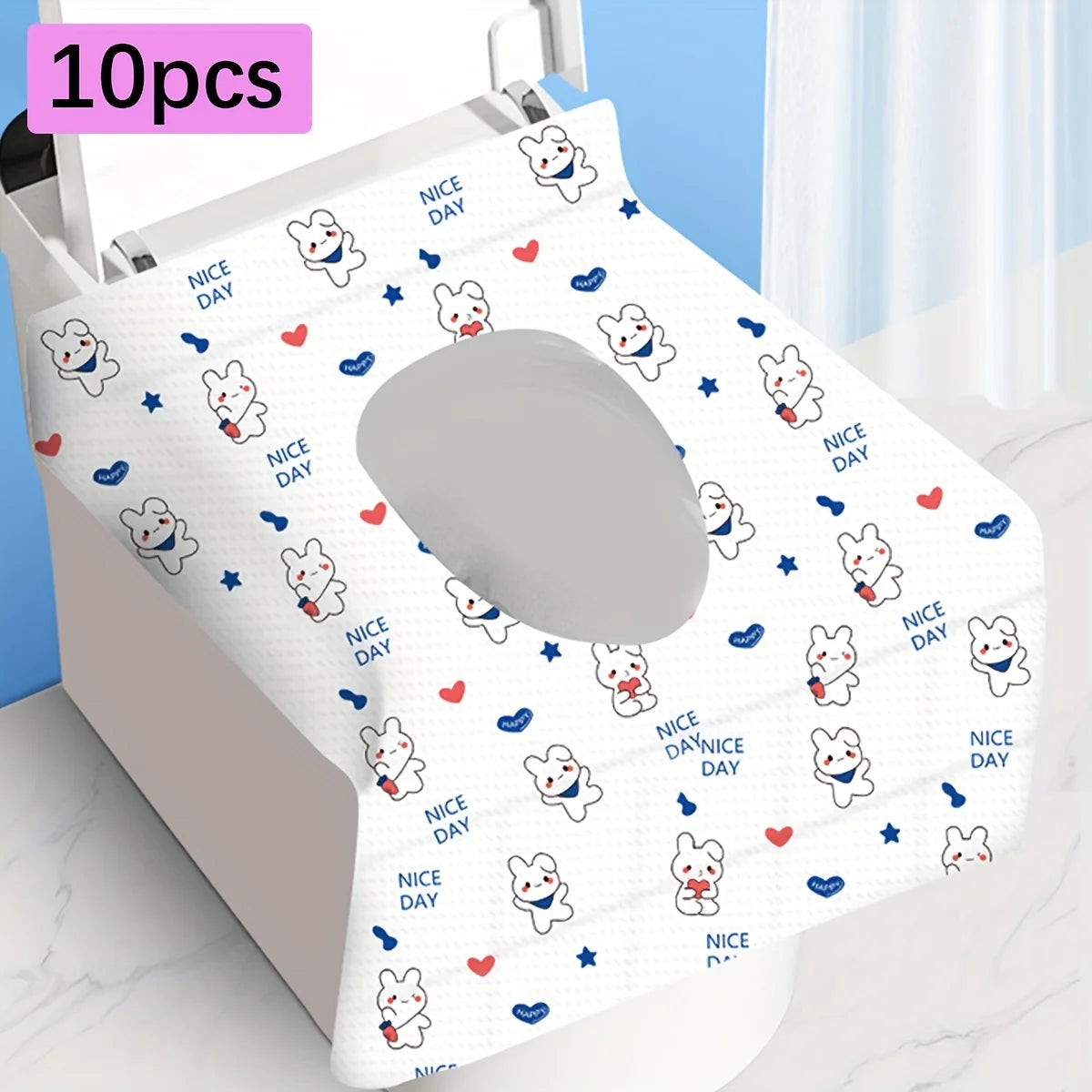 10/40/70 Pcs Disposable Toilet Seat Covers for Travel Public Bathrooms Airplane Hygiene Universal Fit All Ages Potty Training Oasis Select 10pcs rabbit