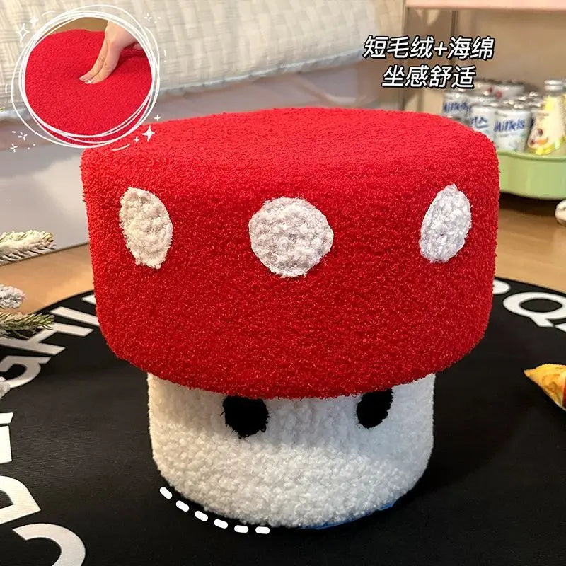 Mushroom Stool Dice Solid Wood Creative Cute Sitting Stool Bench Shoe Change Chair Living Room Furniture Home Decoration Oasis Select 1pc Mushroom stool