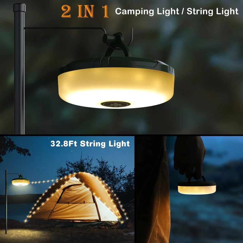 2 in 1 Rechargeable Camping String Light Outdoor String Light with 8 Lighting Modes Portable Outdoor String Lights for Camping Oasis Select