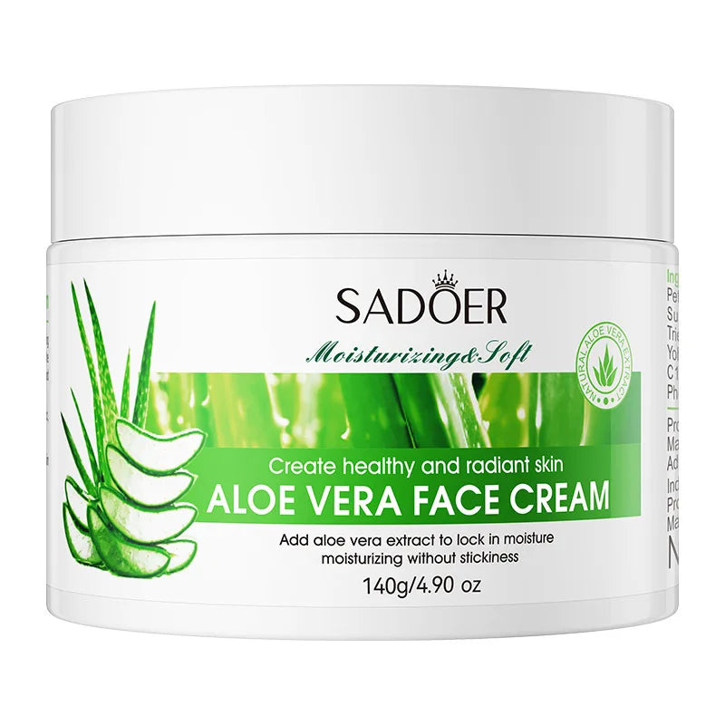 SADOER Aloe Vera Moisturizing Cream 140g – Glycerin, Non-Greasy Moisturizing Face Cream Oasis Select WHITE 140g
