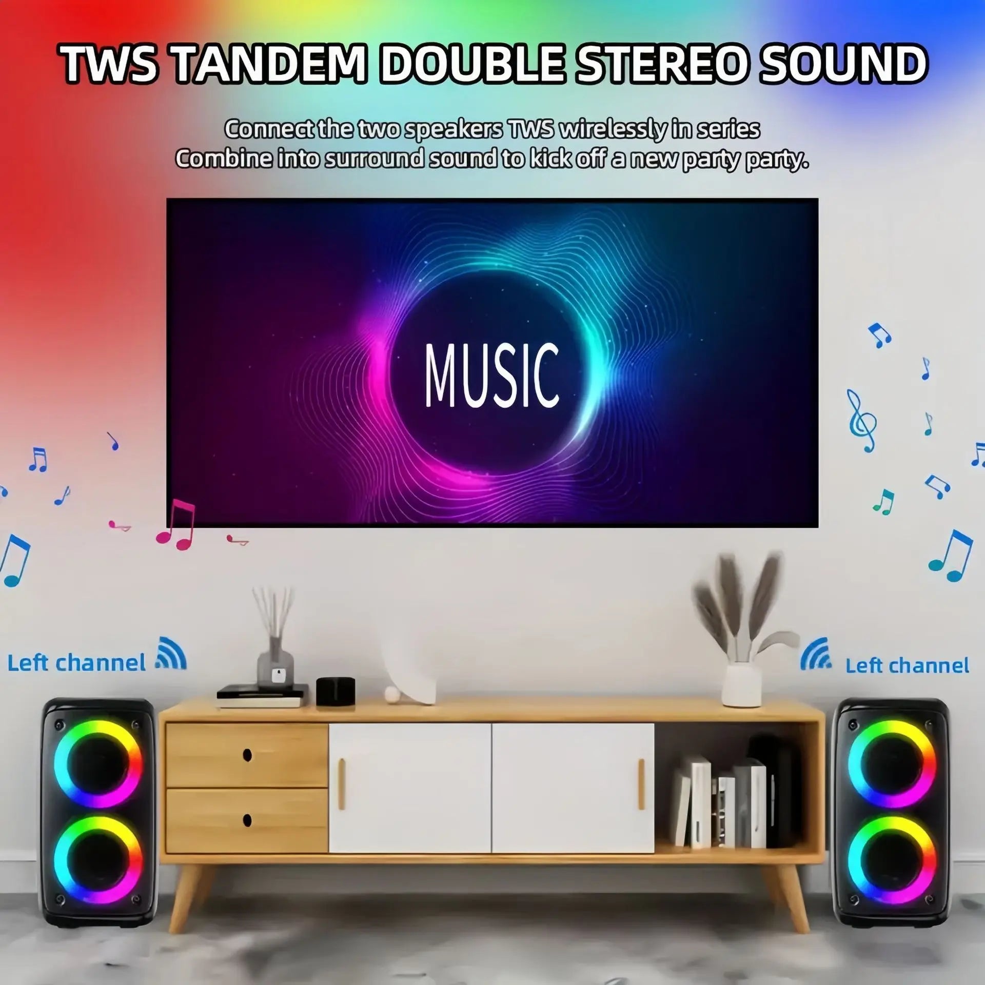 Portable Karaoke Bluetooth Speaker with Mic, FM Radio & LED Light