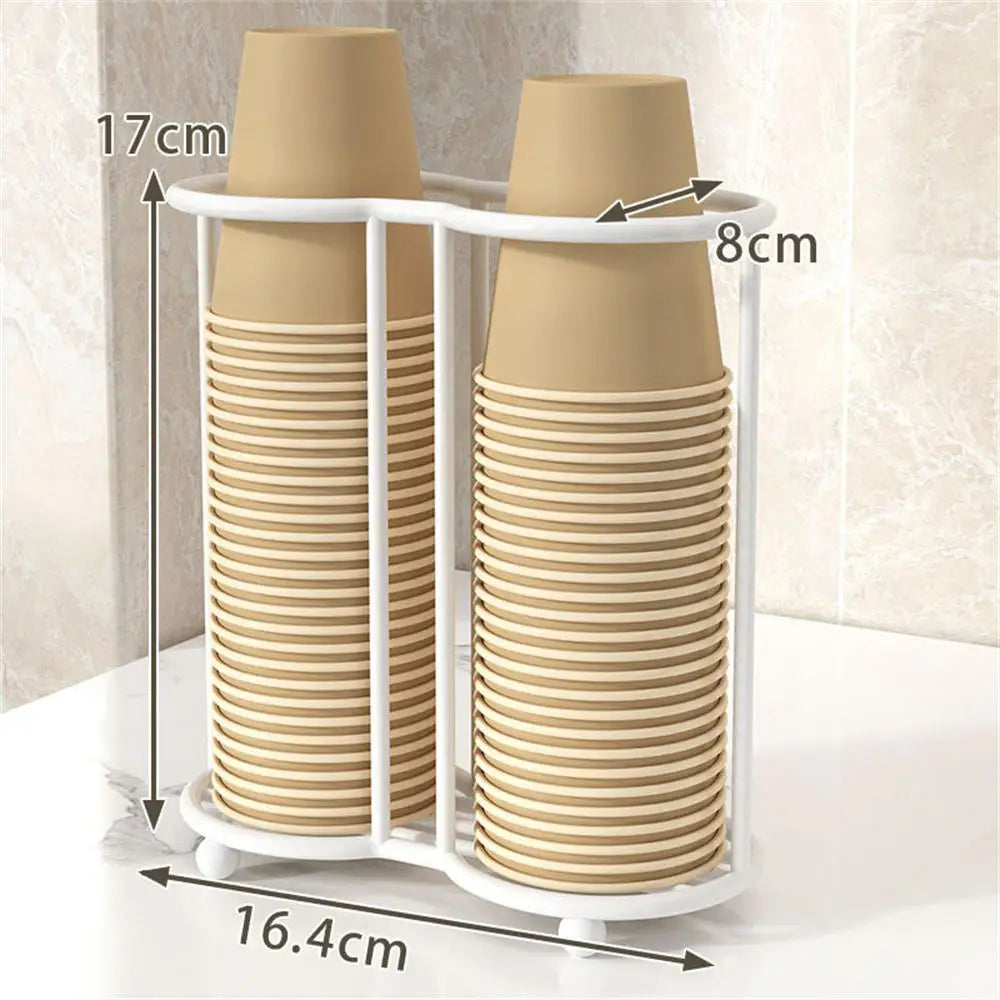 Disposable Cup Storage Holder Wooden Water Cups Dispenser Rack Shelf with Longer Stick Tableware Organizer for Restaurants Bar Oasis Select White-Style B