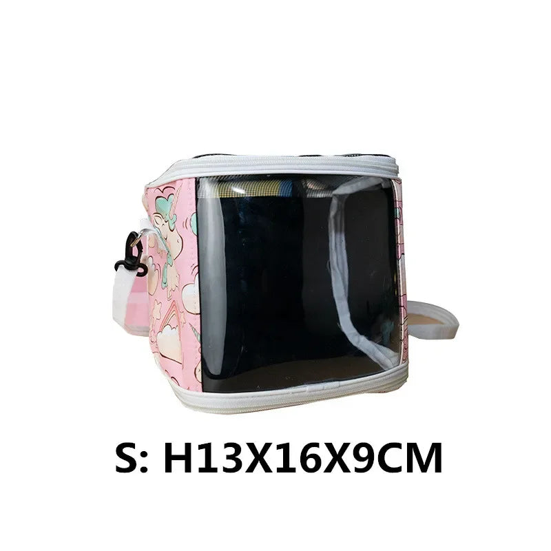 Super Portable Pet Bird Cage Parrot Carrier Travel Bag Breathable Lightweight Hamster Squirrel For Small Animals Pet Accessories Oasis Select Pink canvas S
