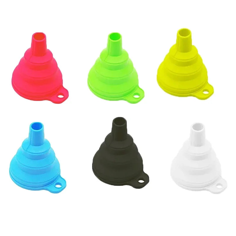 Silicone Collapsible Foldable Funnel Household Kitchen Cooking Tools Portable Wine Mini Portable Oil Pot Funnel Oasis Select C-6PC