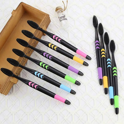 Complete Oral Cleaning Kit 10 Pieces Bamboo Charcoal Toothbrush Ultra Fine Bristle Ideal Choice For Couple And Family Oasis Select