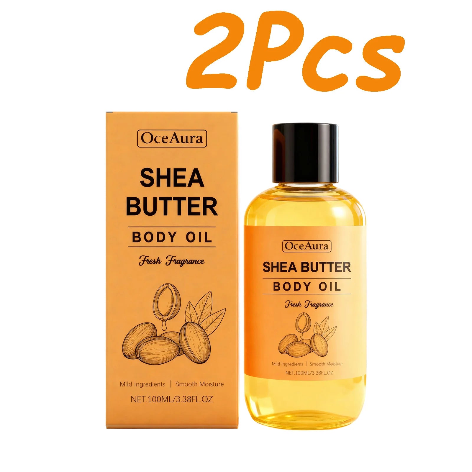 OceAura Shea Butter Body Oil – Fast-Absorbing Dry Skin 100ml Shea Butter Body Oil Oasis Select 2 x 100ml Boxed