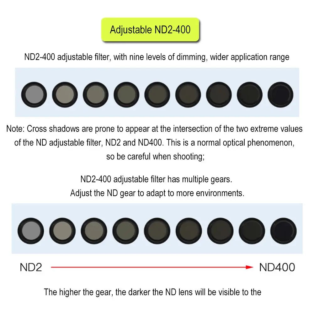 37mm Clip-On ND2-400 Variable ND Filter for Smartphones & DSLRs