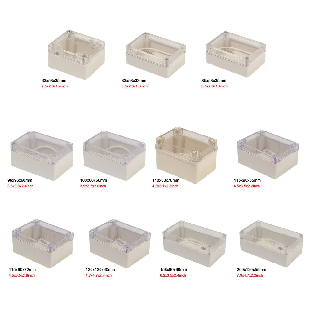 Plastic Junction Box White Waterproof Enclosure Box Electronic Transparent Cover Instrument Housing Case Electrical Project Box Oasis Select