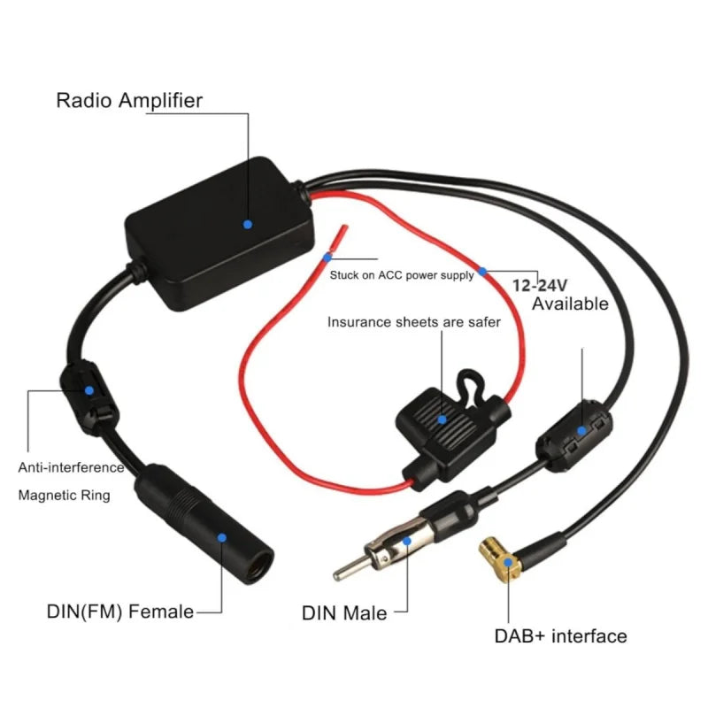 3-in-1 Car Radio Antenna Signal Booster FM AM DAB Antenna Amplifier for Cars New Oasis Select