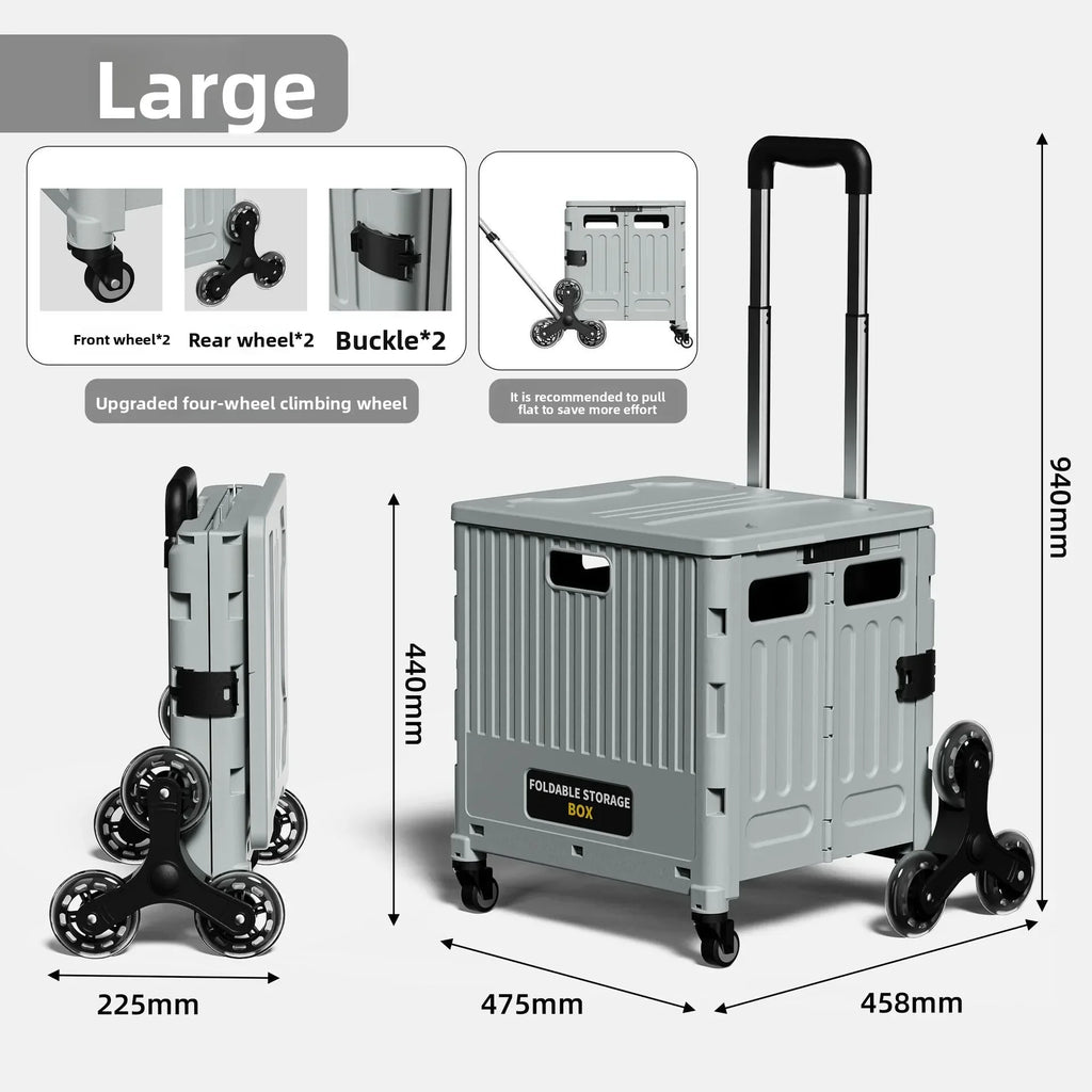 Household multi-functional grocery shopping cart Portable folding shopping cart Outdoor trolley cart Stall camping storage box Oasis Select Large-A-Grey