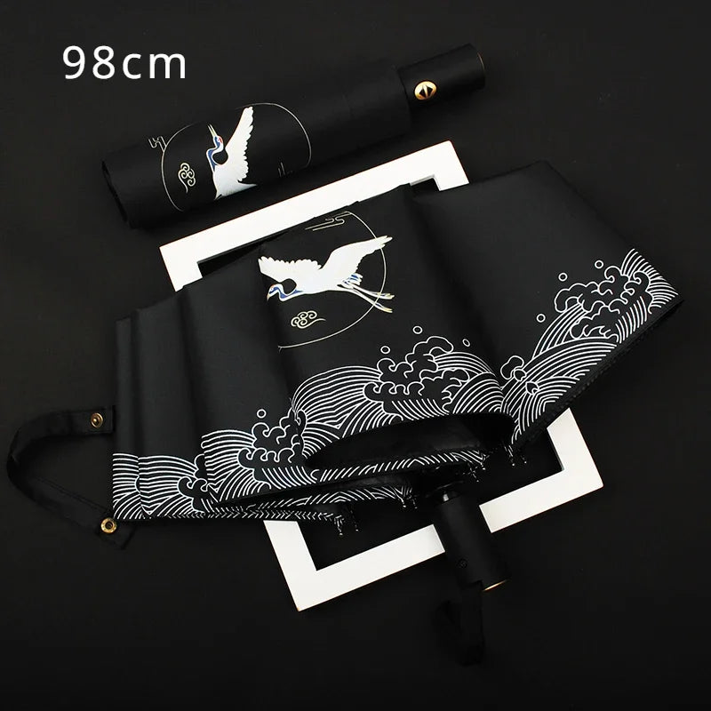 Automatic Double Sunny Umbrella Large Sunshade Sunblock Folding Retro Oil Painting Umbrella Oasis Select 98cm 3