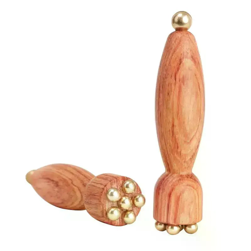 Lotus Seedpod Beauty Professional Brass & Rosewood Facial Gua Sha Tool Eye Relaxation Spot Meridians Acupoint Massage Handheld Oasis Select