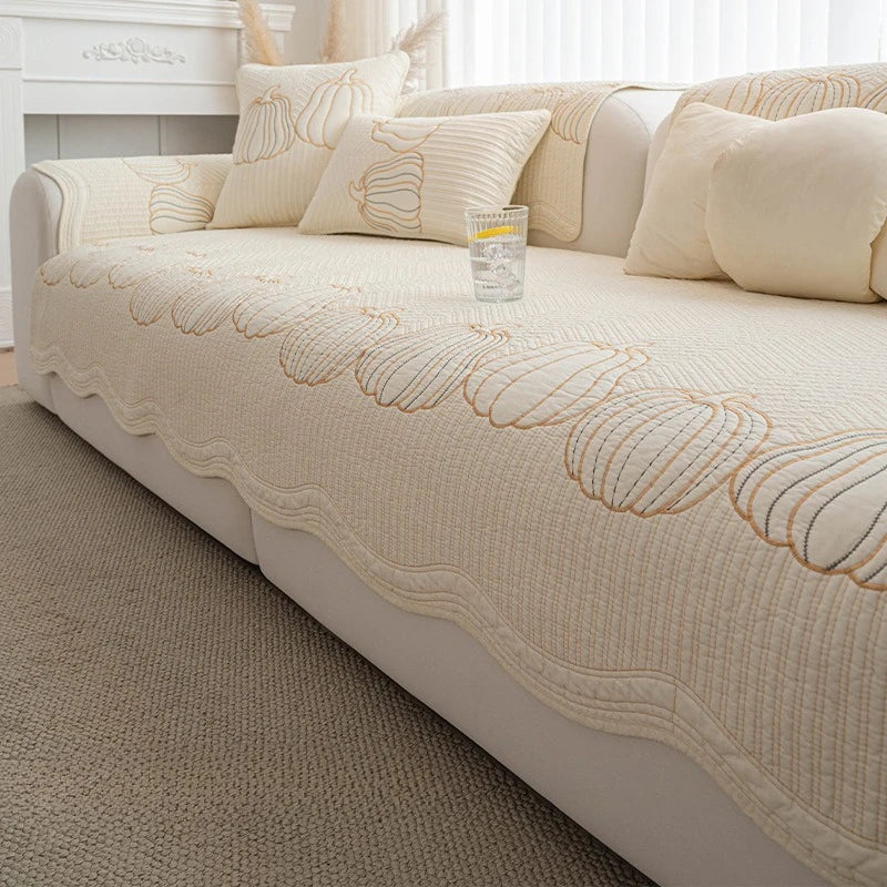 Premium Cotton Sofa Cushion Non-Slip Four Seasons Universal Sofa Mat Washable Slipcover for Straight Leather Sofa Home Decor Oasis Select