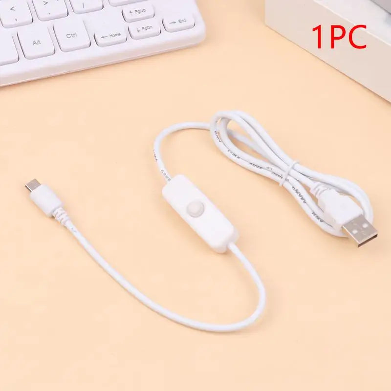 USB Type-C Extension Cable With On Off Switch USB To Type C Extension Cable For USB Lamp USB Fan LED Strip Lamp Bulb Light Oasis Select 1PC White