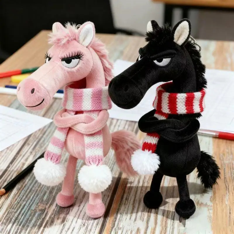 Black Plush Horse Keychain Backpack Pendant Decoration Year of The Horse New Year's Gifts for Boys and Girls 1pcs Oasis Select