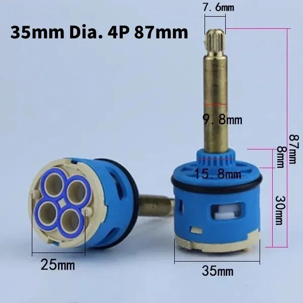 1PC Watersaving Replacement Ceramic Spool Shower Room Faucet Water Mixer Tap Cartridge Replace Valve Kitchen Bathroom Accessory Oasis Select 35mm Dia. 4P 87mm