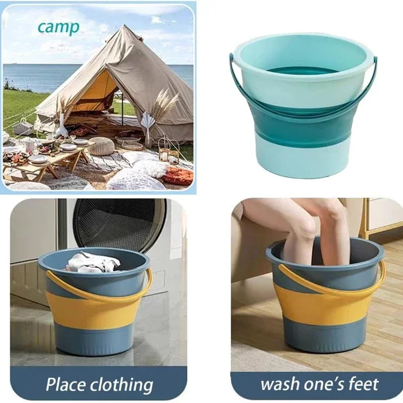 5/10/17L Collapsible Plastic Bucket Portable Water Container for Car Washing Fishing Camping Beach Trips and Household Cleaning Oasis Select