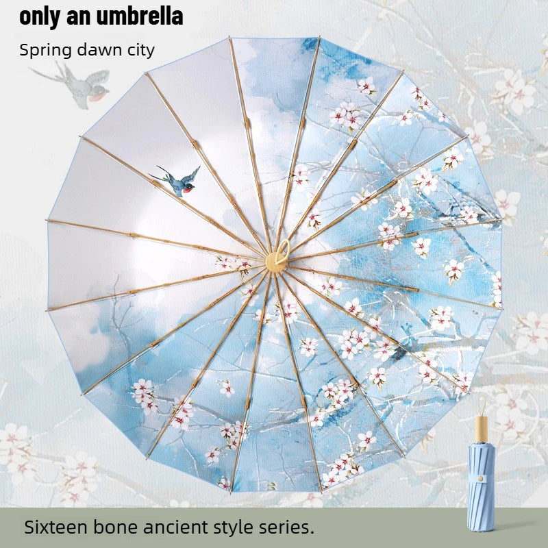 Fashion Three Fold Manual Umbrella Color Coating UV Protection Sunshade Dual Purpose Rain Umbrella for Ladies Oasis Select 16 bone chunxiao 16K Aluminum