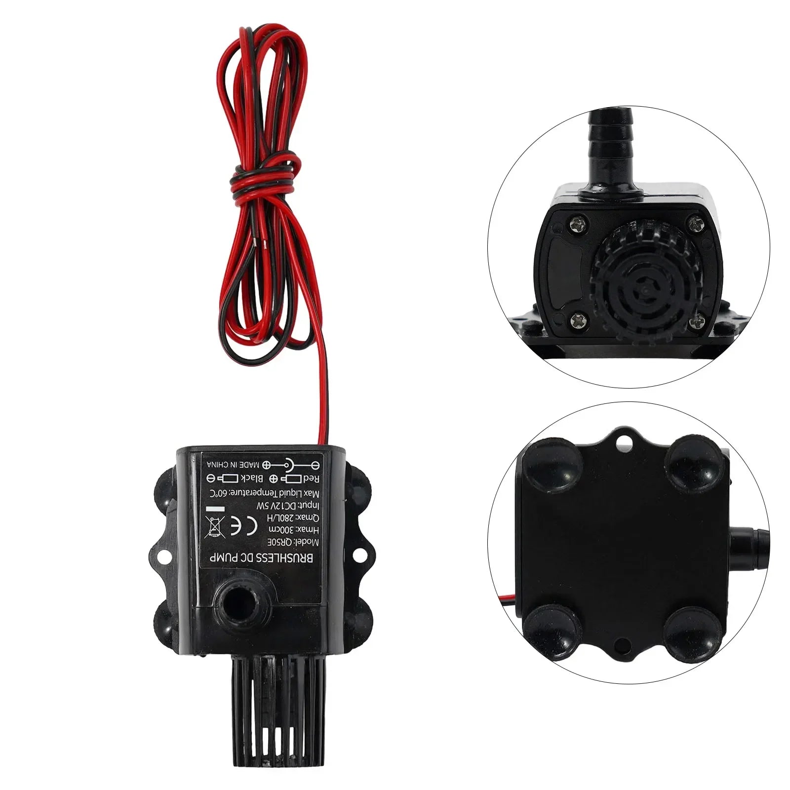 12V Brushless Submersible Water Pump 5W 280L/H with Epoxy Sealed Circuit Board for Aquarium Pond Fish Tank Circulation Oasis Select China Mainland
