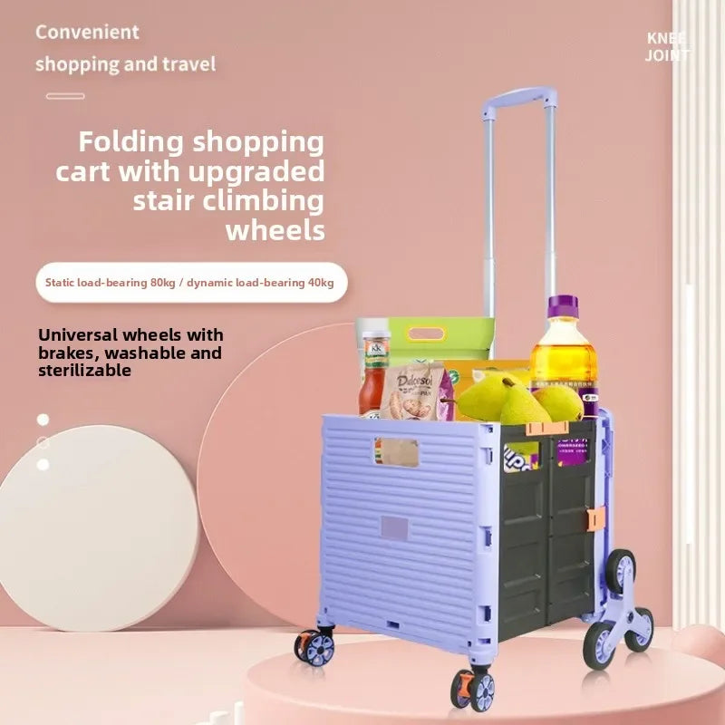 New folding shopping cart, small pull cart, shopping cart, family cart with cover, can sit on the staircase, camper Oasis Select