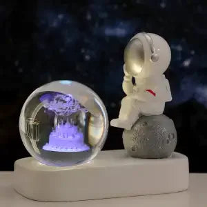 Astronaut Night Light Desktop Small Ornaments Decorative Crystal Ball Birthday Gift for Boys and Girls Decoration Oasis Select Think birthday RGB USB gift packae