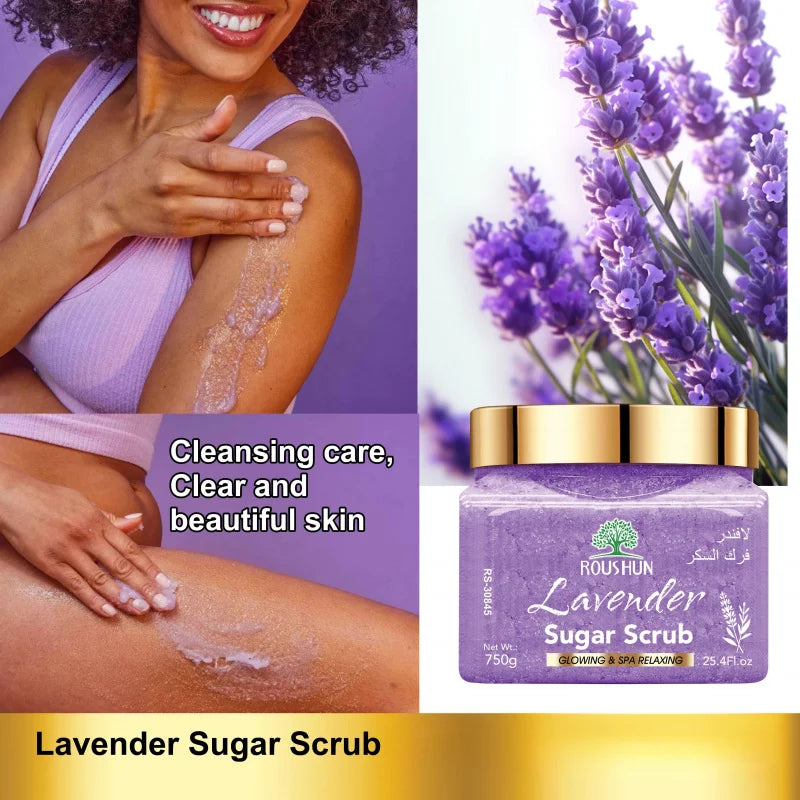 ROUSHUN Lavender Sugar Body Scrub 750g – Deep Cleansing