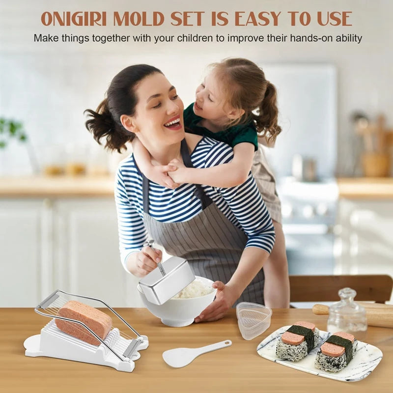 Onigiri Mold Set Stainless Steel Musubi Mold With Slicer And Triangle Rice Ball Mold And Rice Spoon Musubi Press Mold Oasis Select