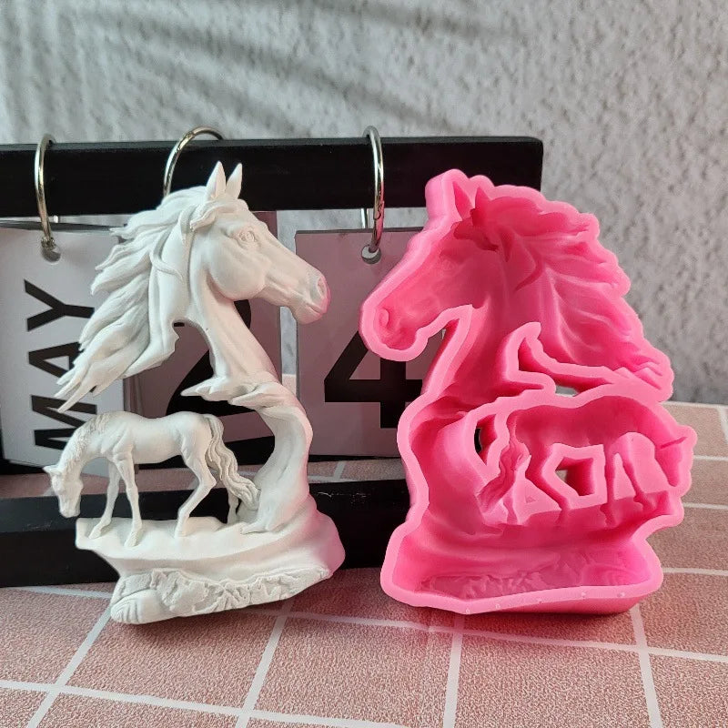 3D Horse, Duck, Alpaca, Dinosaur Animal Series Plaster Figurine Silicone Mold DIY Cement Plaster Dinosaur Animal Mold Oasis Select