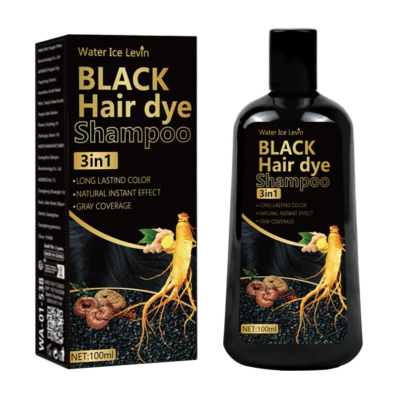 Black Hair Dye Shampoo 3in1 with Ginger & Biotin - Long Lasting Color & Gray Coverage for Vibrant Hair Oasis Select Nourishing